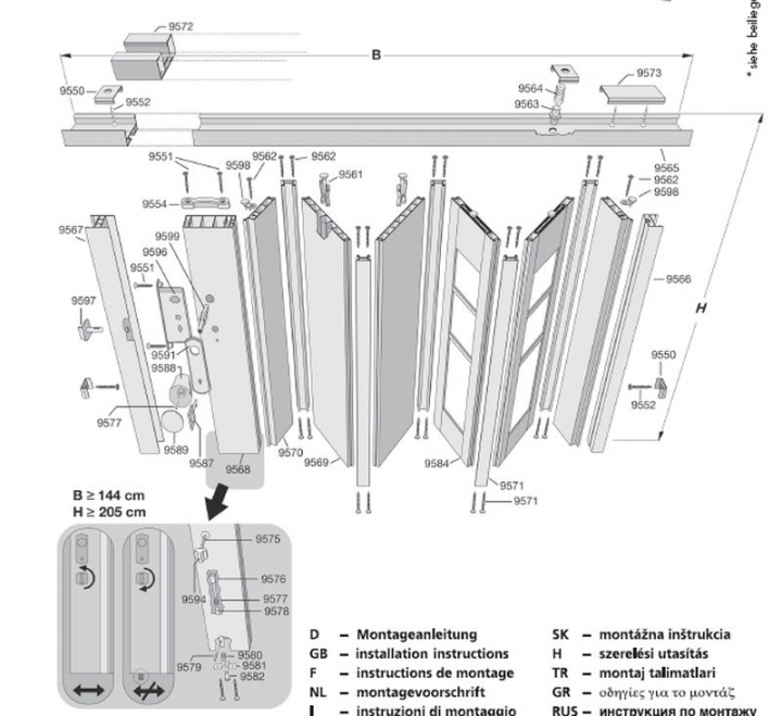 Falttür Marley nach Maß, buchefb. mit Fenster