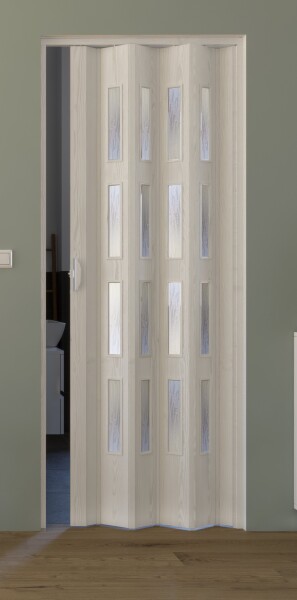 Falttür Luciana eiche weiß in 3D-Optik, mit 4 Fensterreihen, B 88,5 x H 202 cm