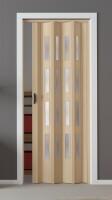 Falttür Luci esche holzfarben in 3-D-Optik, mit 4 Fensterreihen, B 88,5 x H 202 cm
