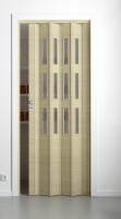 Falttür Elvari, 3D-Optik wildeiche natur gebleicht, mit 3 Fensterreihen Cristall, B 87,0 x H 202 cm