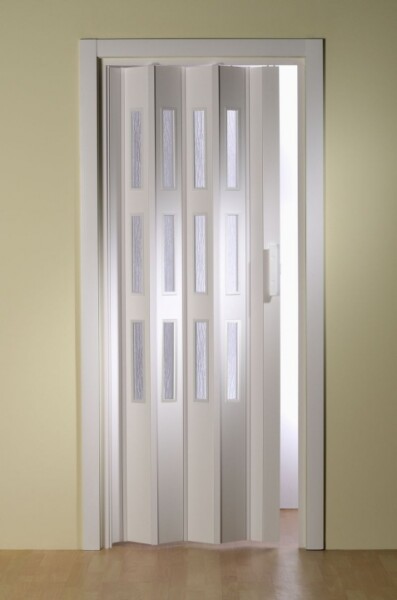 Falttür nach Maß, Luciana, weiß, 3 Fensterreihen Breite 135 cm